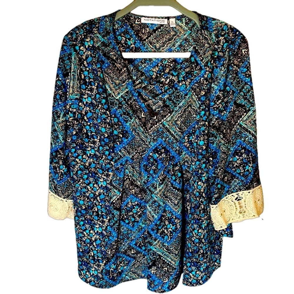 Notations  top 3/4 sleeves with lace. Boho influenced